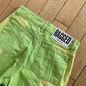 Ragged Priest high rise cut out jeans in two tone green. Brand New!